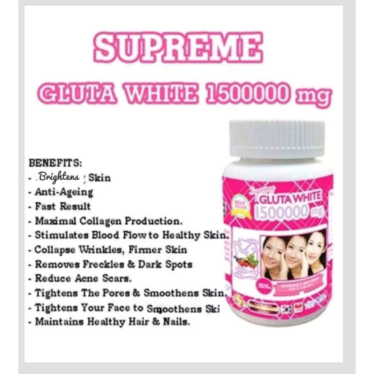Flacon de gélules de Glutathione 1500000mg, vue arrière