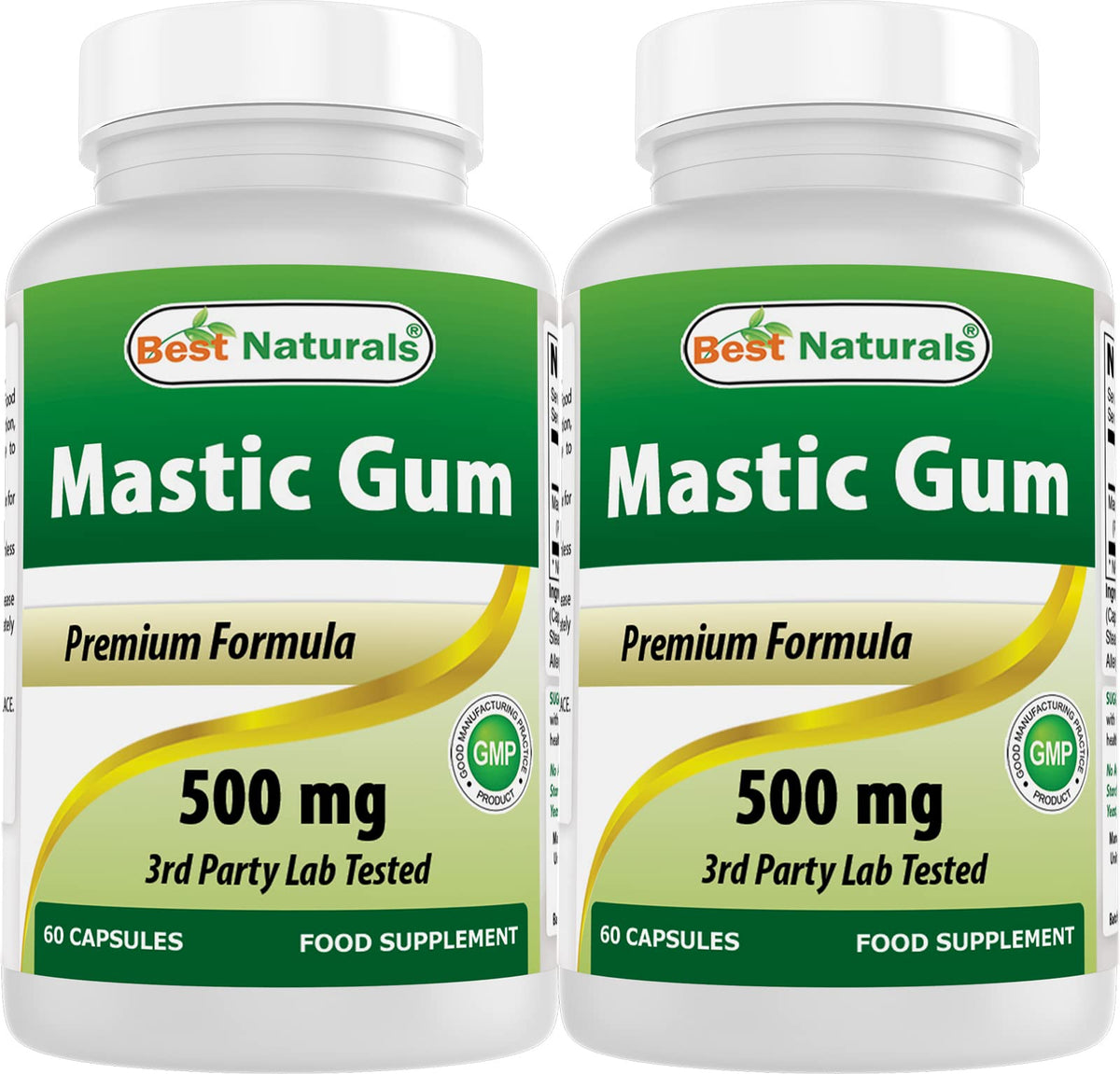 Flacon de gélules de gomme mastic Best Naturals 500 mg, 120 capsules