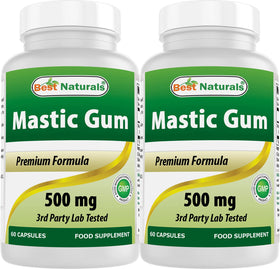 Flacon de gélules de gomme mastic Best Naturals 500 mg, 120 capsules
