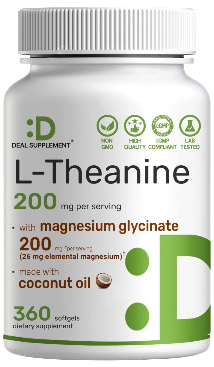 Flacon de gélules de L-Théanine et Glycinate de Magnésium DEAL SUPPLEMENT vue avant