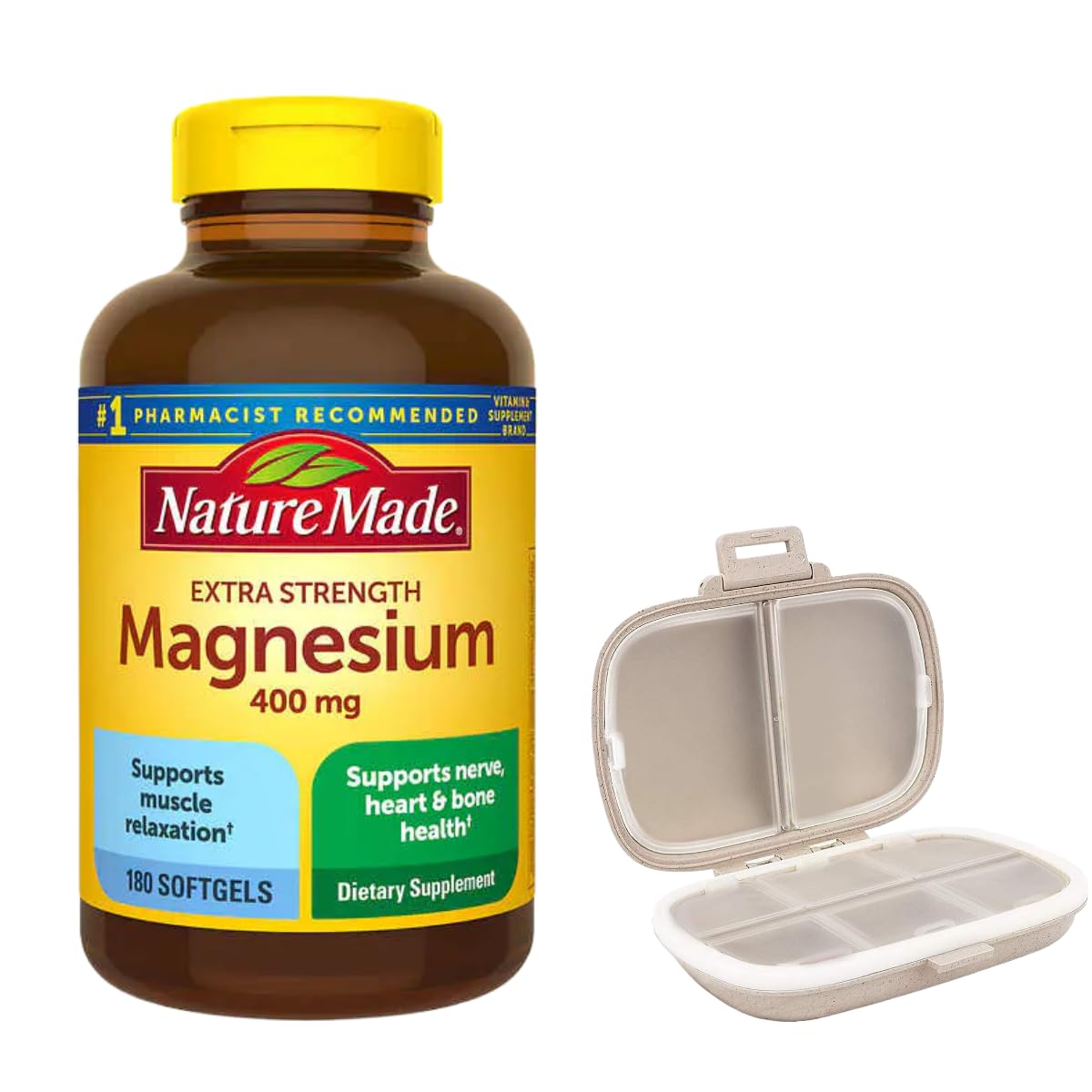Flacon de gélules de magnésium Nature Made 400 mg, vue de face