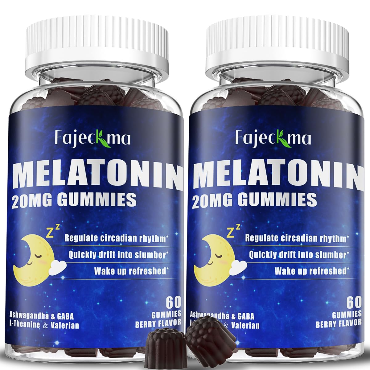 Flacon de gélules de mélatonine Fajeckma 20mg avec étiquette