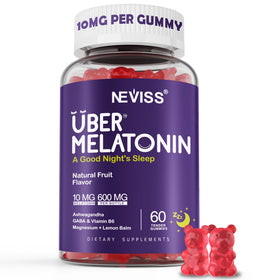 Flacon de gélules de mélatonine NEVISS 10mg avec étiquette visible