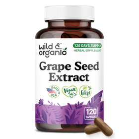 Flacon de gélules de pépins de raisin Wild & Organic 400 mg, vue avant