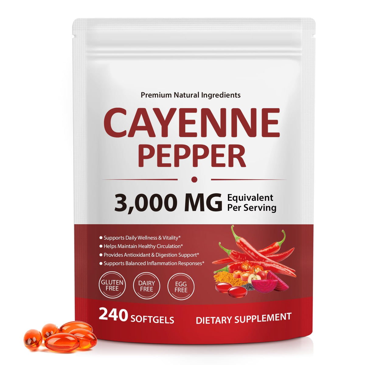 Flacon de gélules de poivre de cayenne VOGSIG avec 240 capsules