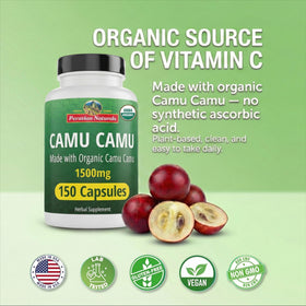 Flacon de gélules de vitamine C Camu Camu 1500mg