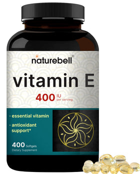 Flacon de gélules de vitamine E NatureBell, 400 gélules