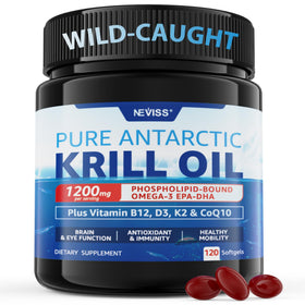 Flacon de gélules molles d'huile de krill NEVISS 1200 mg