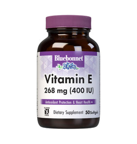 Flacon de gélules molles de Vitamine E BlueBonnet 400 IU vue de face