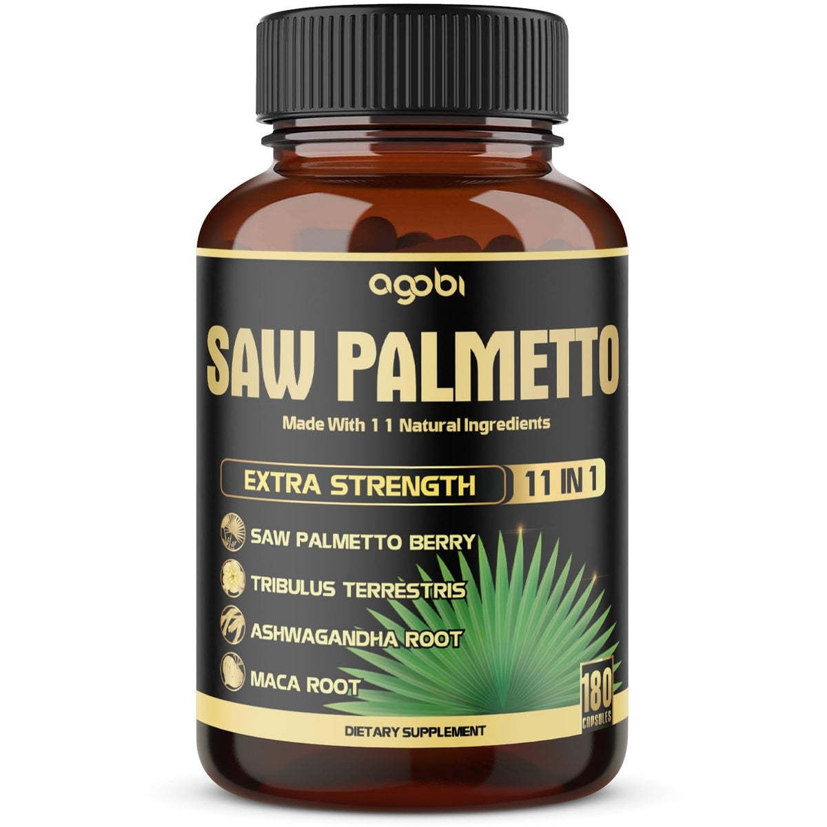 Flacon de gélules Saw Palmetto 11en1 agobi, vue de face
