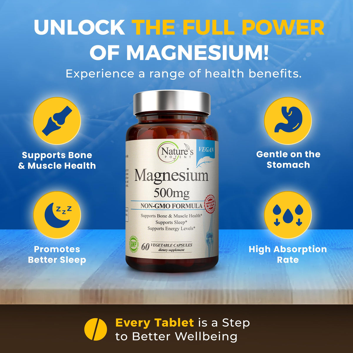 Flacon de gélules végétales de magnésium Nature's Potent