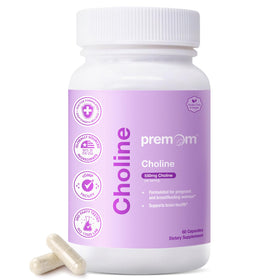 Flacon de gélules végétales Premom Choline prénatale 550mg vue de face