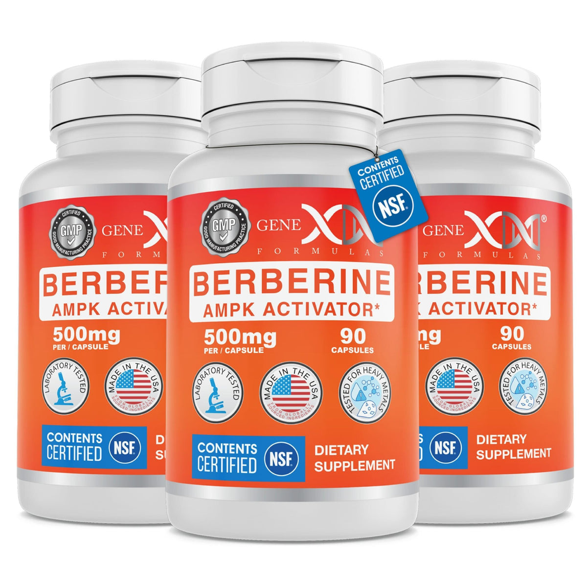 Flacon de Genex Formulas Berbérine HCl 500mg vue de face