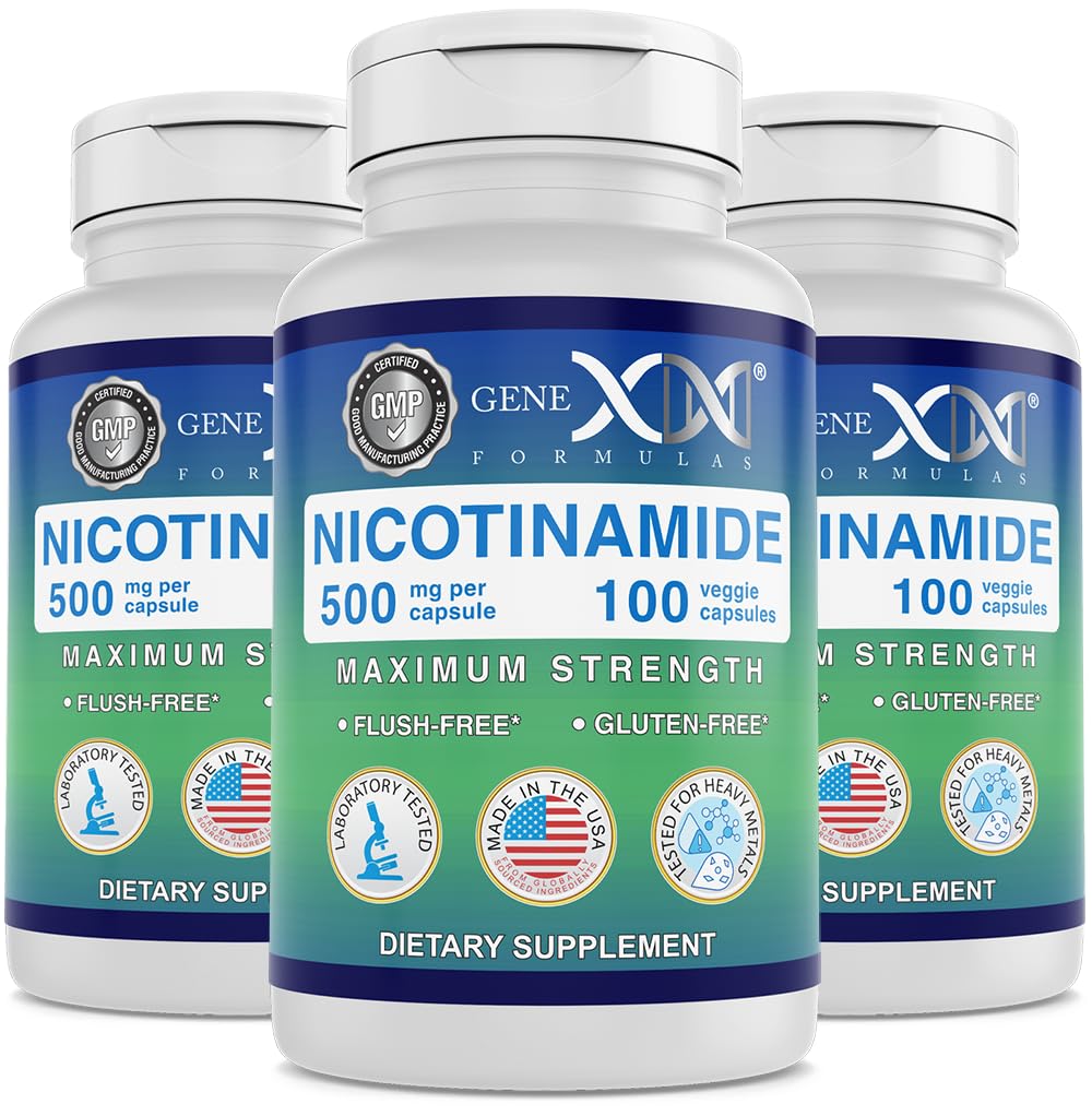 Flacon de Genex Formulas Nicotinamide 500mg avec 300 capsules