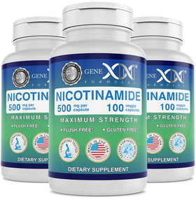 Flacon de Genex Formulas Nicotinamide 500mg avec 300 capsules