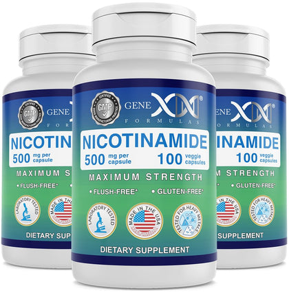 Flacon de Genex Formulas Nicotinamide 500mg avec 300 capsules