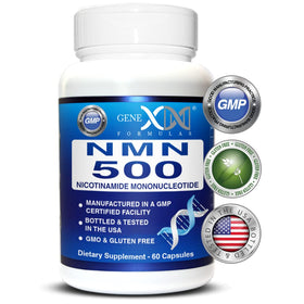 Flacon de Genex Formulas NMN 500mg avec capsules non aromatisées