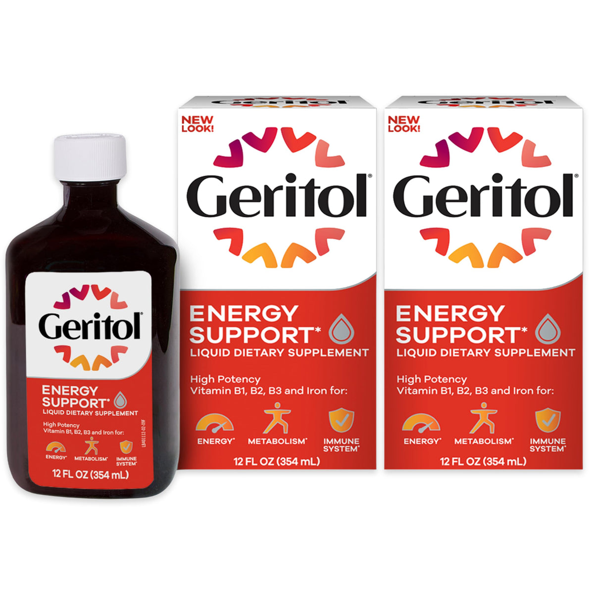 Flacon de Geritol Complément Alimentaire Liquide Fer et Vitamines 12 Oz, vue avant