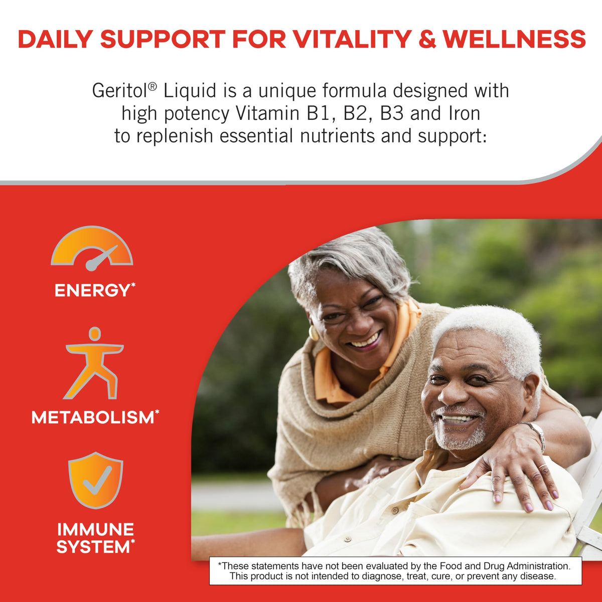 Flacon de Geritol Complément Alimentaire Liquide Fer et Vitamines 12 Oz, vue arrière