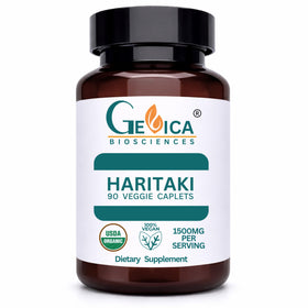 Flacon de GeVica Biosciences Haritaki Bio 1500 mg avec 90 caplets