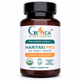 Flacon de GeVica Biosciences Haritaki Pro avec 120 comprimés