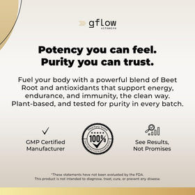 Flacon de gflow vitamins avec capsules de betterave sur une table