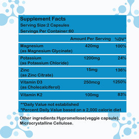 Flacon de GHKALQ Potassium Magnésium Zinc avec des capsules à côté