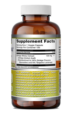 Flacon de Ginkgo Biloba 120 mg Amazing Nutrition accompagné d'une plante