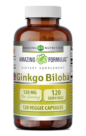 Flacon de Ginkgo Biloba 120 mg Amazing Nutrition vue de face