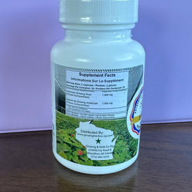 Flacon de ginseng américain pur avec capsules visibles