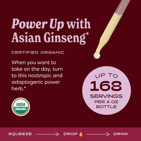 Flacon de ginseng asiatique Herb Pharm avec étiquette bio