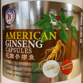 Flacon de ginseng Hsu's ouvert avec capsules visibles