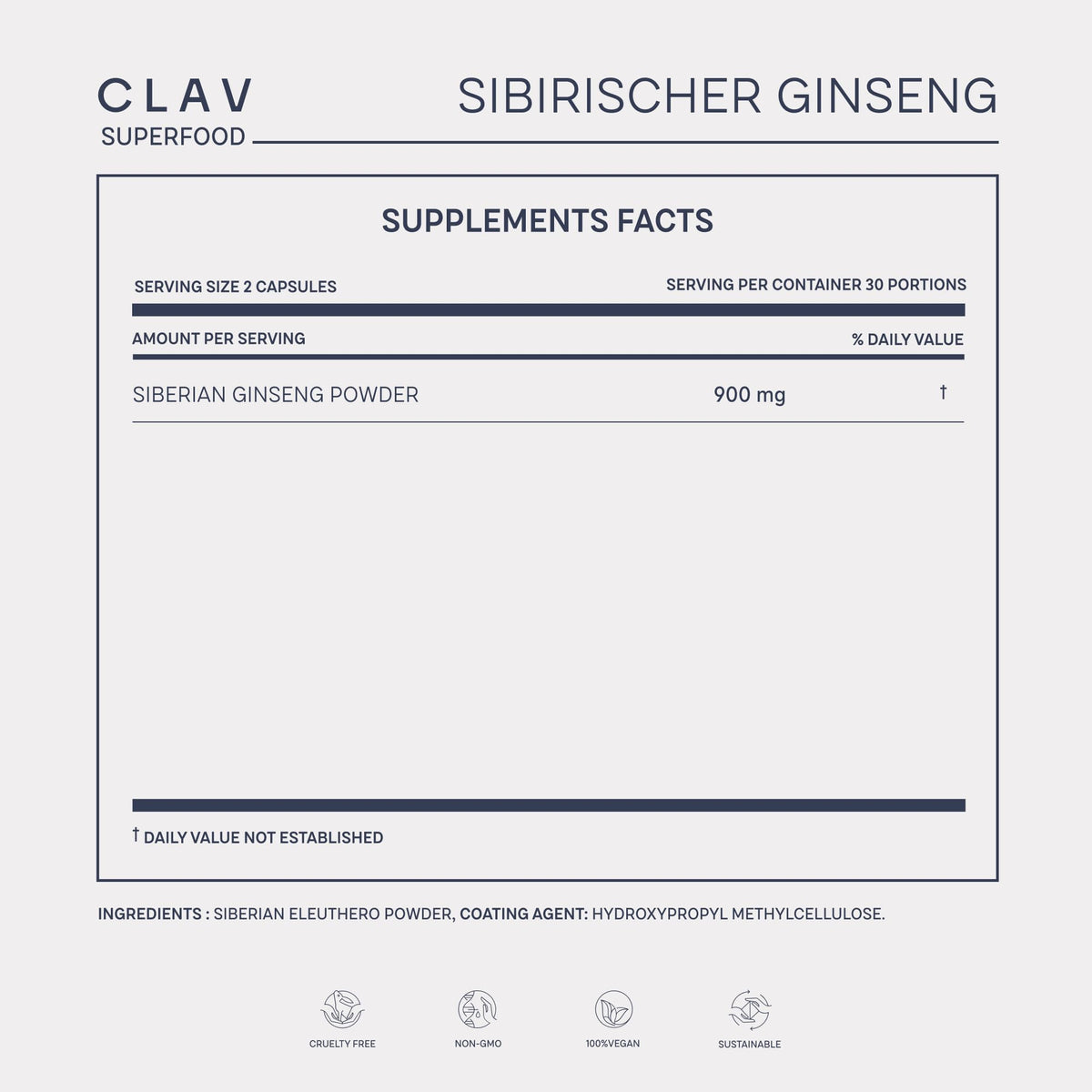 Flacon de ginseng sibérien CLAV sur un fond naturel
