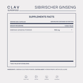 Flacon de ginseng sibérien CLAV sur un fond naturel