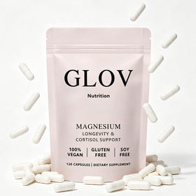 Flacon de Glov Nutrition Complexe Magnésium 120 capsules vue de face
