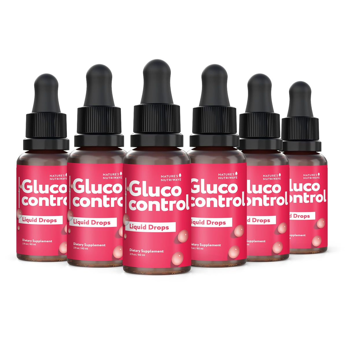 Flacon de Gluco Control Drops 60 mL avec étiquette visible