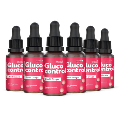 Flacon de Gluco Control Drops 60 mL avec étiquette visible