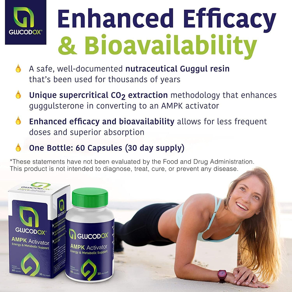 Flacon de GlucodOX AMPK Activator avec des capsules à côté
