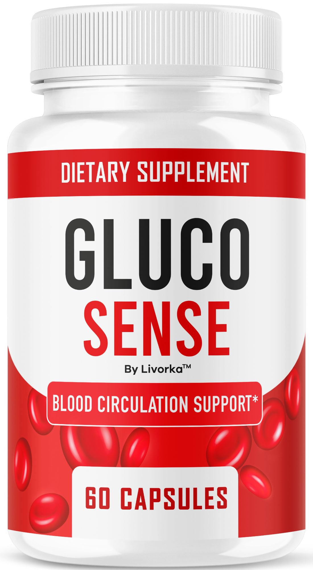 Flacon de GlucoSense capsules 695 mg de LIVORKA, vue avant