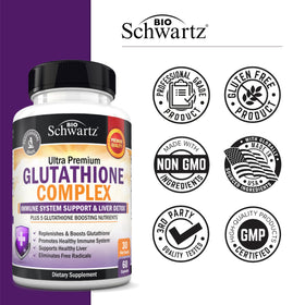 Flacon de Glutathion 500mg BioSchwartz avec étiquette visible