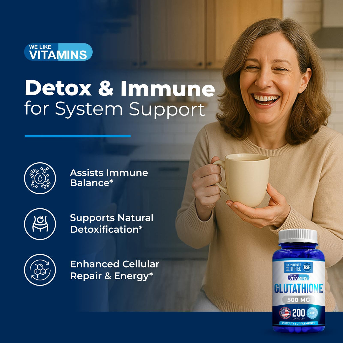 Flacon de Glutathione 500mg avec étiquette visible