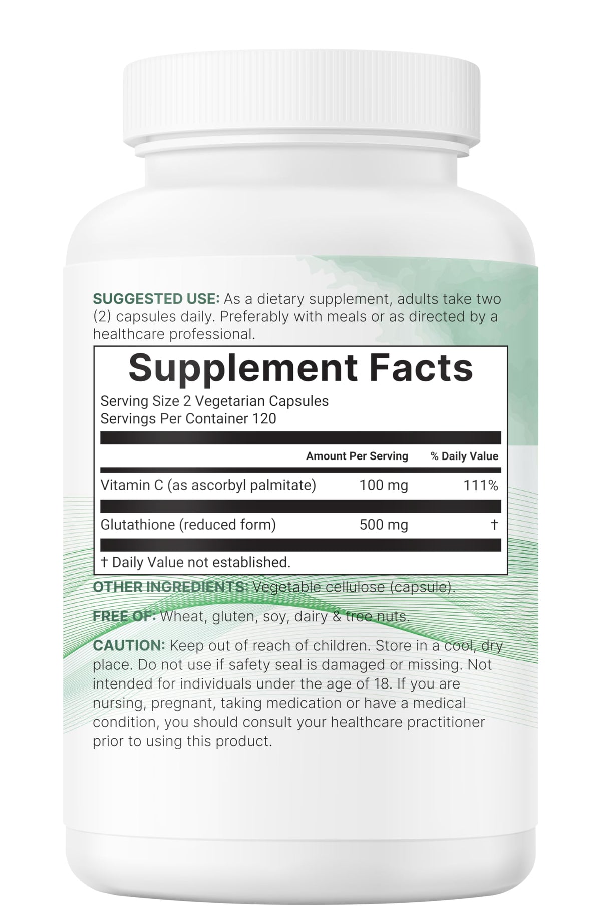 Flacon de Glutathione 500mg avec Vitamine C ouvert