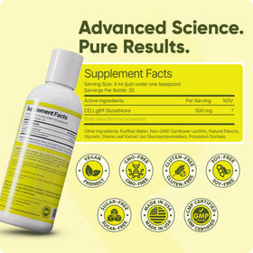 Flacon de Glutathione Liposomal avec dosage indiqué