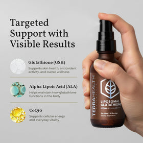 Flacon de Glutathione Liposomal avec étiquette visible