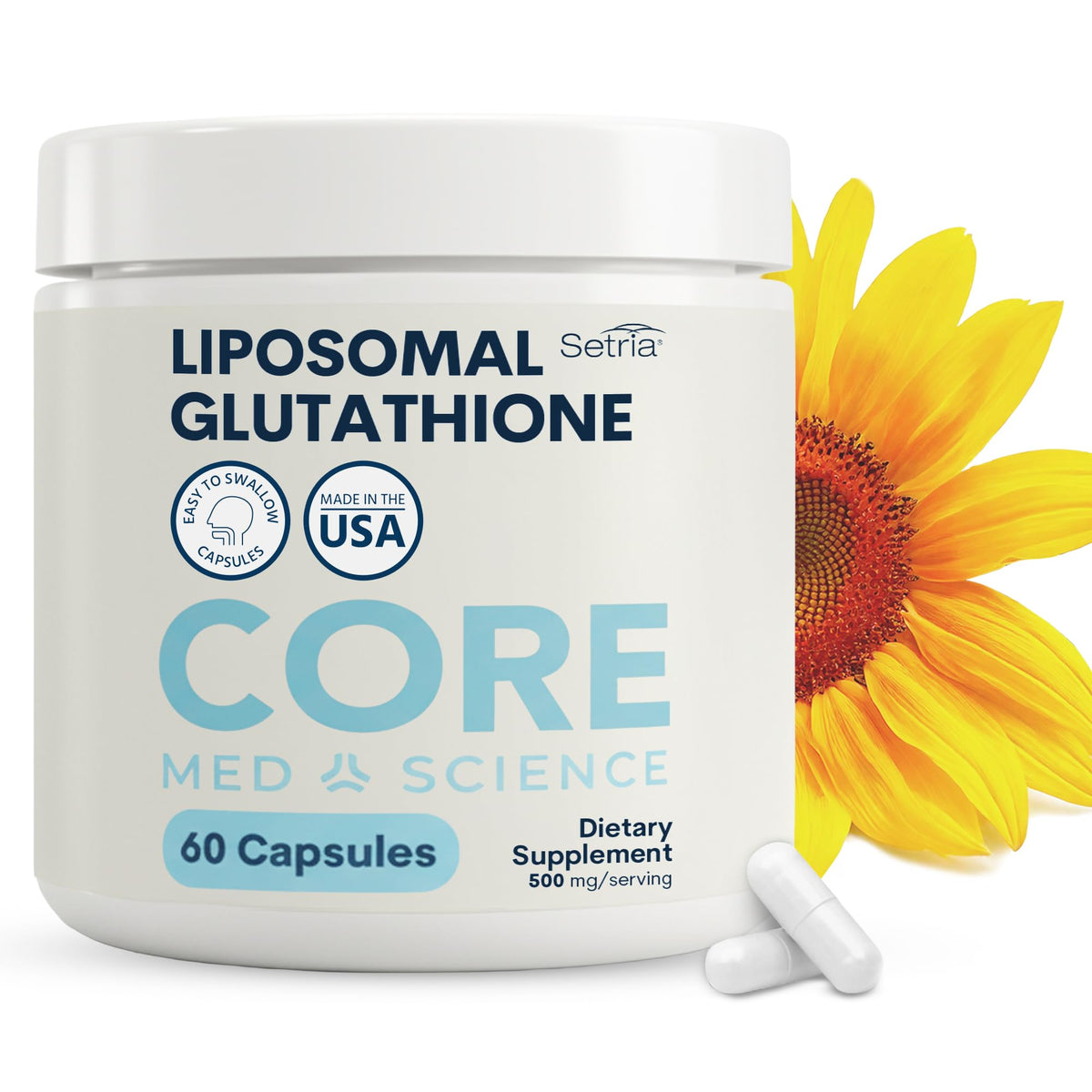 Flacon de Glutathione Liposomal Core Med Science 500mg 60 capsules