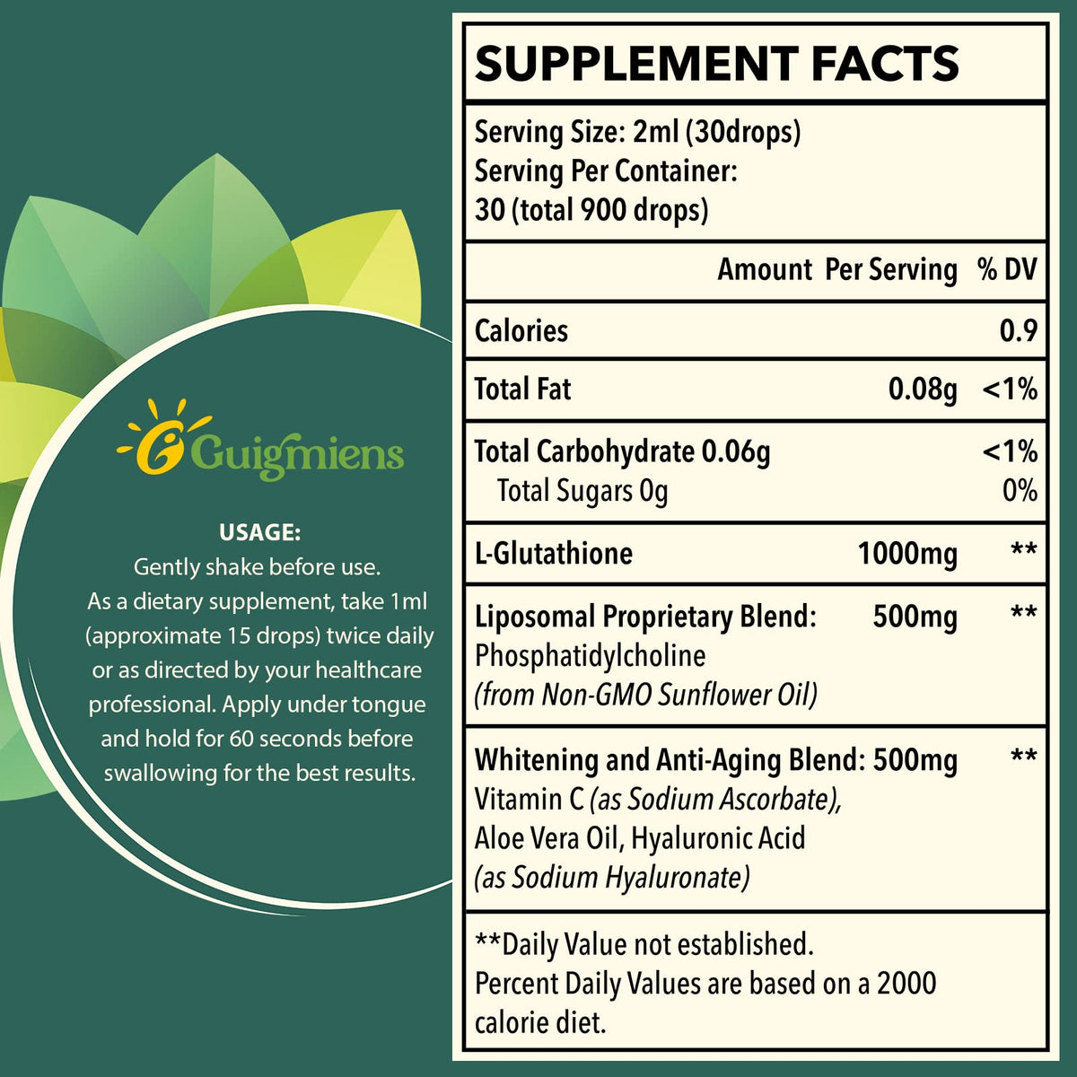 Flacon de Glutathione Liposomal Guigmiens dans un cadre naturel