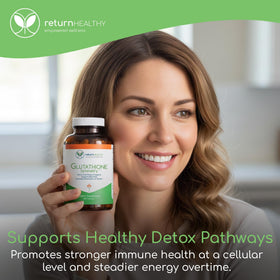 Flacon de Glutathione Symmetry avec capsules à côté