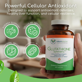 Flacon de Glutathione Symmetry avec étiquette visible