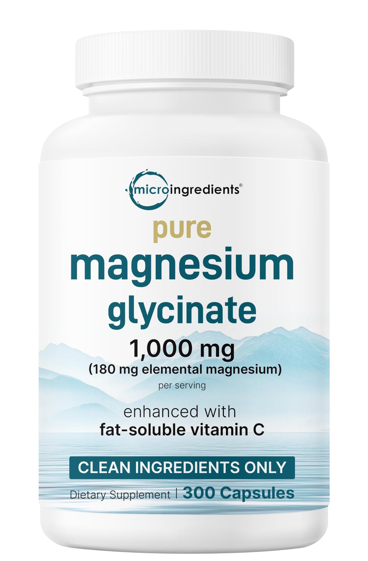 Flacon de glycinate de magnésium 1 000 mg avec 300 capsules