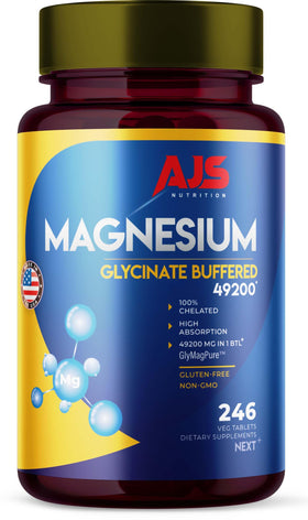Flacon de glycinate de magnésium AJS Nutrition 400mg 246 comprimés